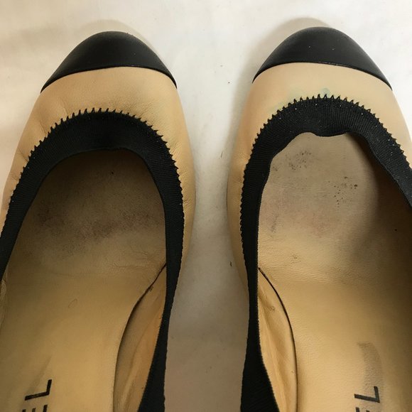 Chanel Spirit Sz 36 Soft Leather 2 Tone Cap Toe Interlocking CC Logo 3..25”Heel - Picture 5 of 16